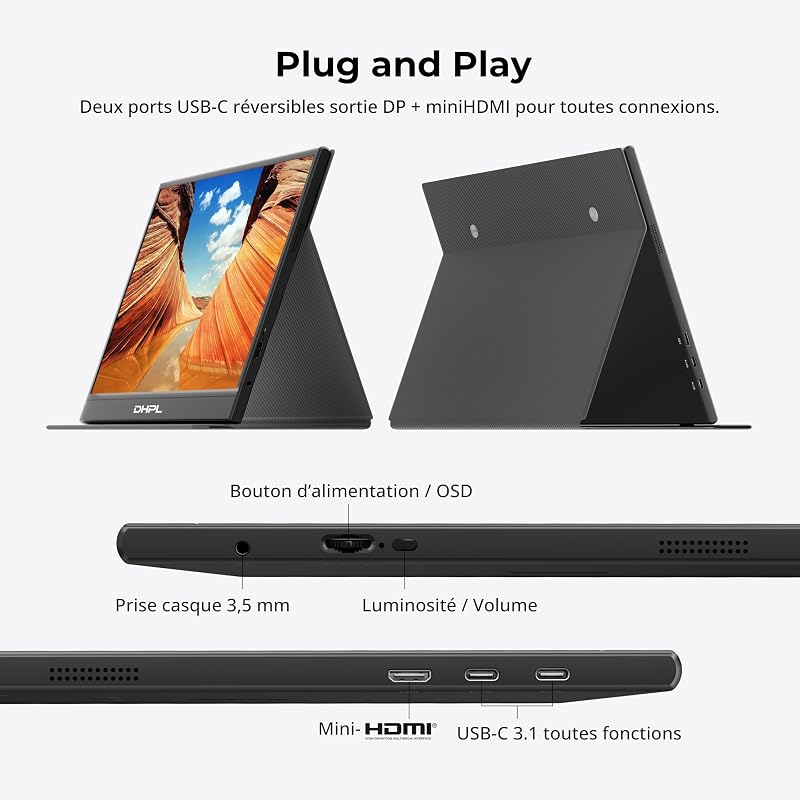 15,6" Écran Portable IPS HDR FHD 1080P 60Hz – Second Écran pour laptop PC