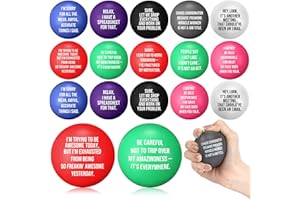 Poen 20 Pcs Christmas Sarcastic Funny Stress Ball Gift for Coworkers Adults Snarky Humor Quotes Foam Ball Negative Passive Stress Relief Employees Appreciation Office Staff Team Desk (Round,Colorful)
