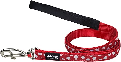 Red Dingo – Perro Plomo, Lunares Blancos sobre Rojo (25 mm x 1,2 m), L