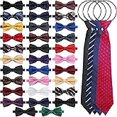 JaGely 36 Pack Pre Tied Bow Ties for Men and Zipper Ties Bulk Adjustable Bowties and Neckties for Tuxedo Party Wedding