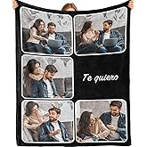 Bemaystar Custom Photo and Text Blanket - Personalized Gifts for Men Women Family, Custom Blankets, Collage Blanket, Personalized with Photo, Father's