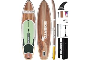 BOIERTO Inflatable Stand Up Paddle Board 10'8“*34"/11'*33" Extra Wide Paddle Boards for Adults, SUP with Premium Accessories & Nylon Backpack, Adjustable Paddle, Hand Pump, Bottom Fin, Leash