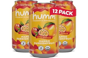 Humm Kombucha Mango Passionfruit, Organic, Vegan & GMO Free (12 Pack)