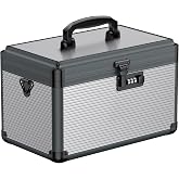 Uniclife Medicine Lock Box, 12x7x7.5 in, Medication Lock Box with Code | Security combination lock, robust aluminum construction,portable rust-proof handle, removable ABS tray, large capacity
