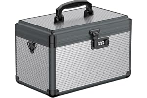 Uniclife Medicine Lock Box, 12" x 7" x 7.5", Portable Medication Lock Box with Combination Locks, Handle & Shoulder Strap, Me