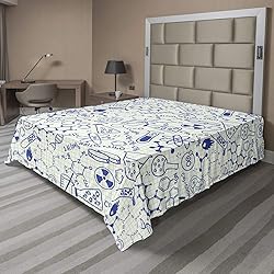 Ambesonne Cartoon Flat Sheet, Science Chemistry