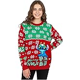 Disney Stitch Girls Knitted Sweater, Cozy and Fun Xmas Sweater - Gifts for Girls
