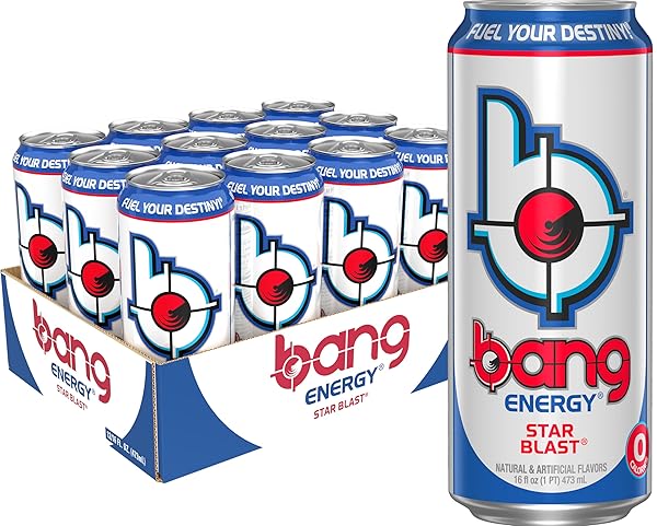 BANG ENERGY STAR BLAST, SUGAR-FREE ENERGY DRINK, 16 OUNCE (PACK OF 12)