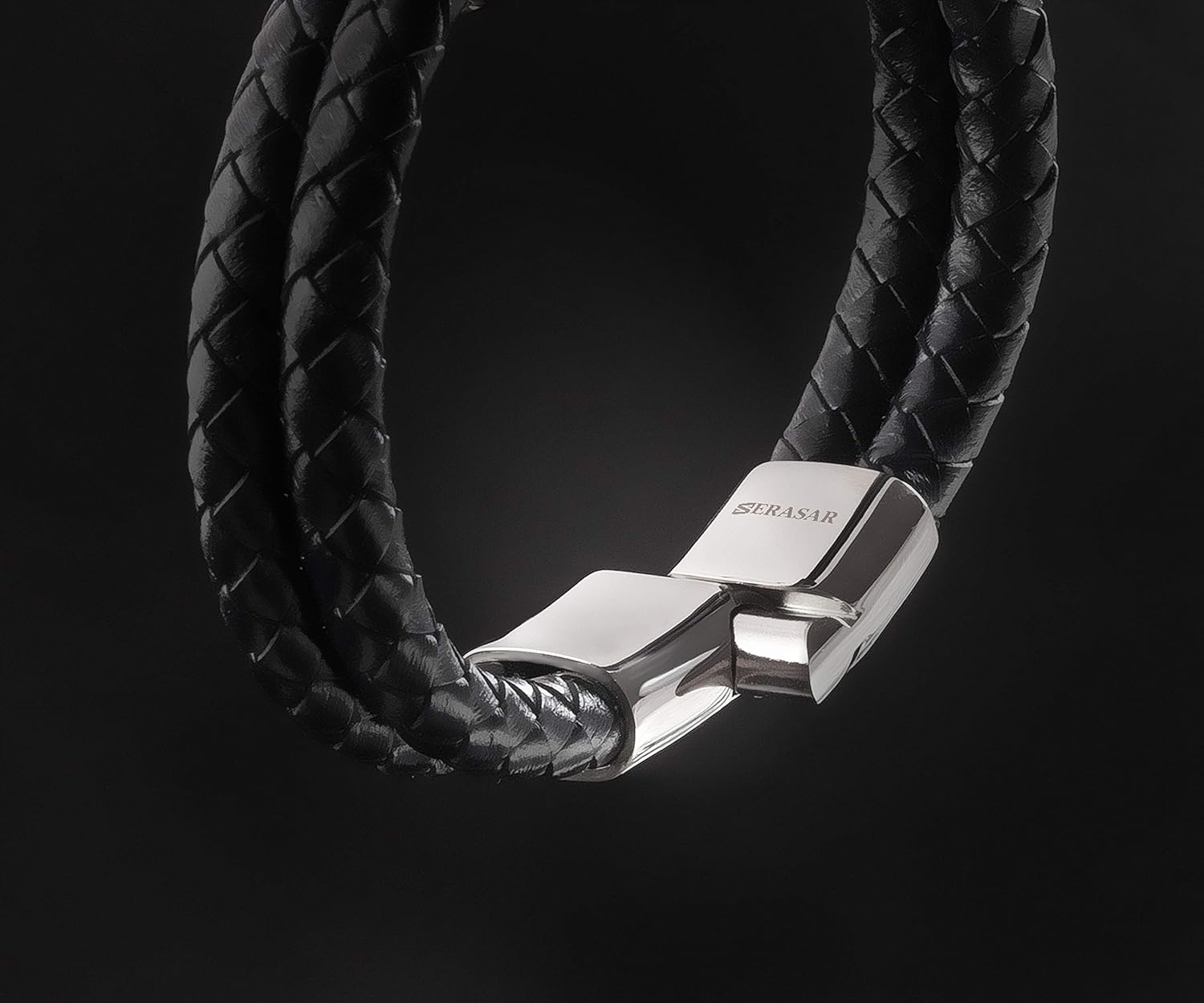 SERASAR Bracelets for Boys 17cm Silver Gift-Box Genuine-Leather Cowhide Braided Adjust-Able Magnetic-Clasp Multi-Layer Jewellery-Box Rope Man Mans Male Boy Boys Mens Bracelets Band Jewelry Accessories: Jewelry