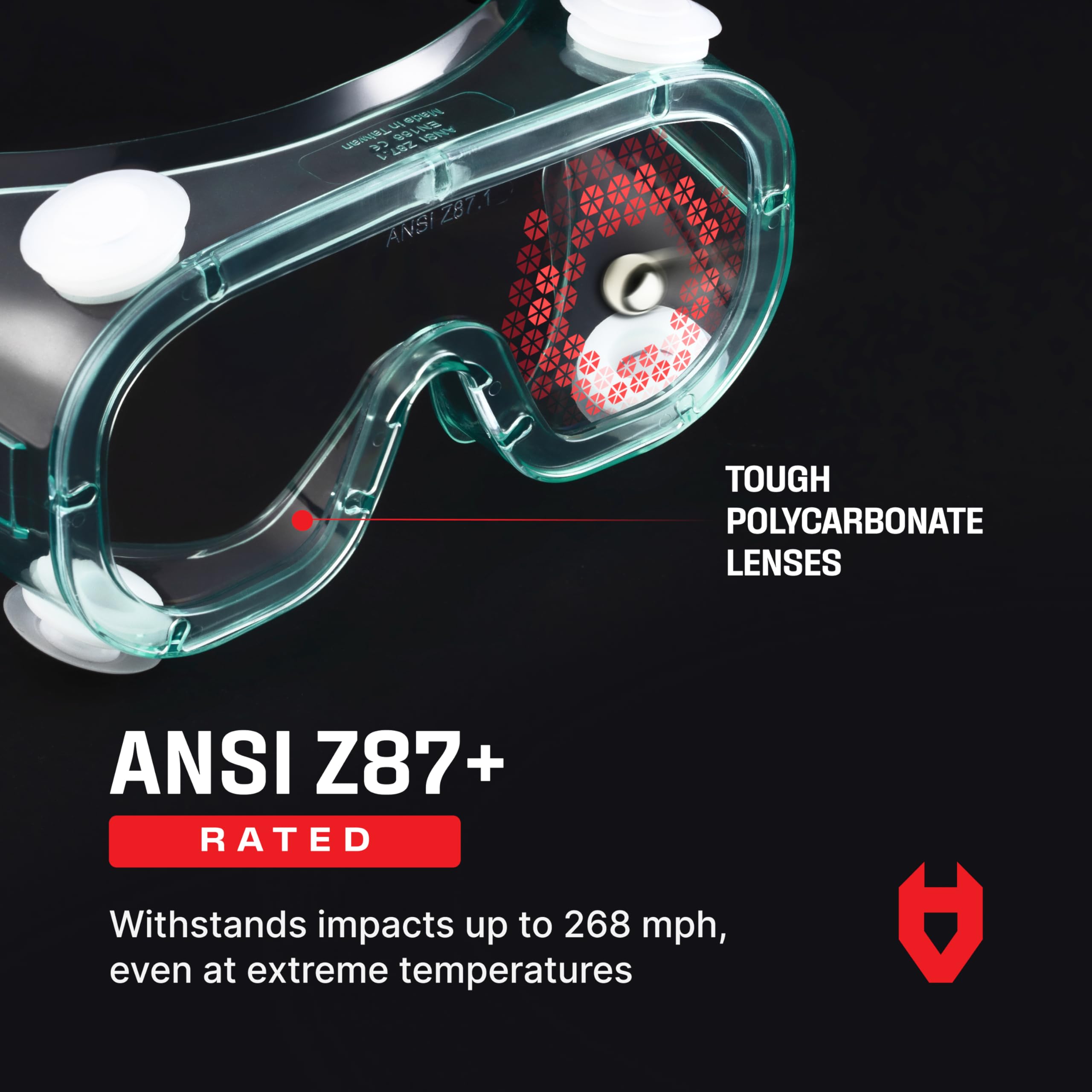NoCry Protective Safety Lab Goggles Over Glasses with Anti-Fog Coating, Clear Scratch-Resistant Lenses, 100% UV Protection, Universal Fit, Vented, ANSI Z87.1 Rated Safety Goggles for Men and Women