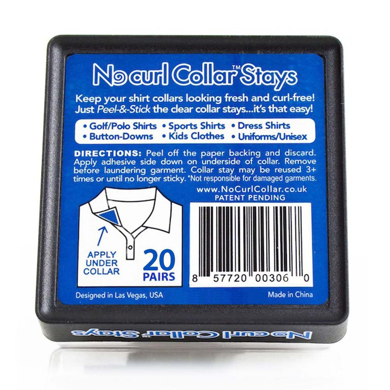 No Curl Collar Polo Shirt Collar Stays 20 Pairs, Permanent Fix