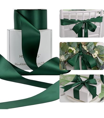 Ruban De Satin Vert - 38 Mm - 22 M - Pour Décoration De Mariage