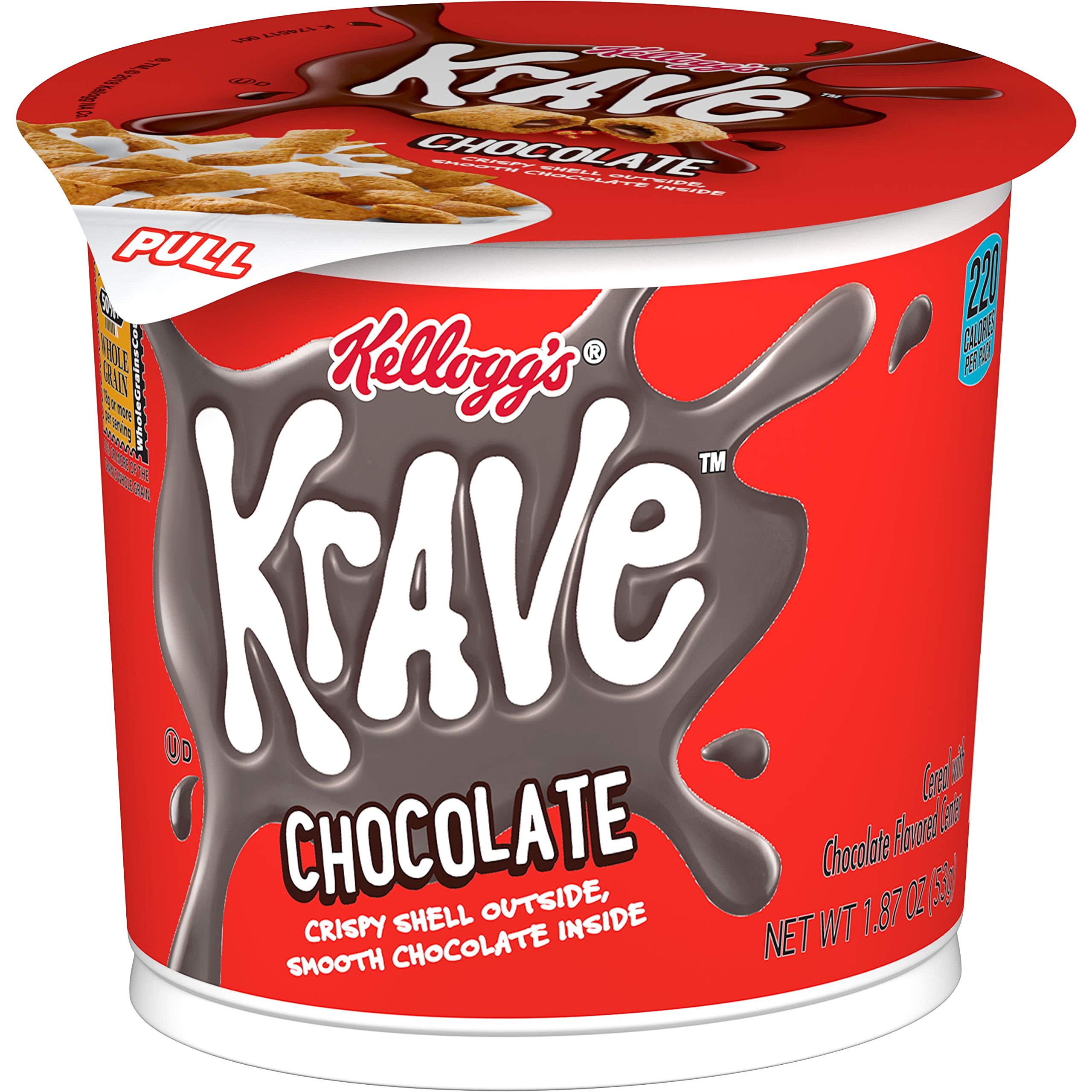 Kellogg’s Krave Breakfast Cereal in a Cup, Chocolate, Good Source of