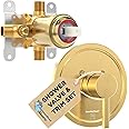 HammerHead Showers All Metal Single-Handle Trim Kit with Rough-In Shower Valve, Volume and Temperature Control, Pressure Balance, Brushed Gold