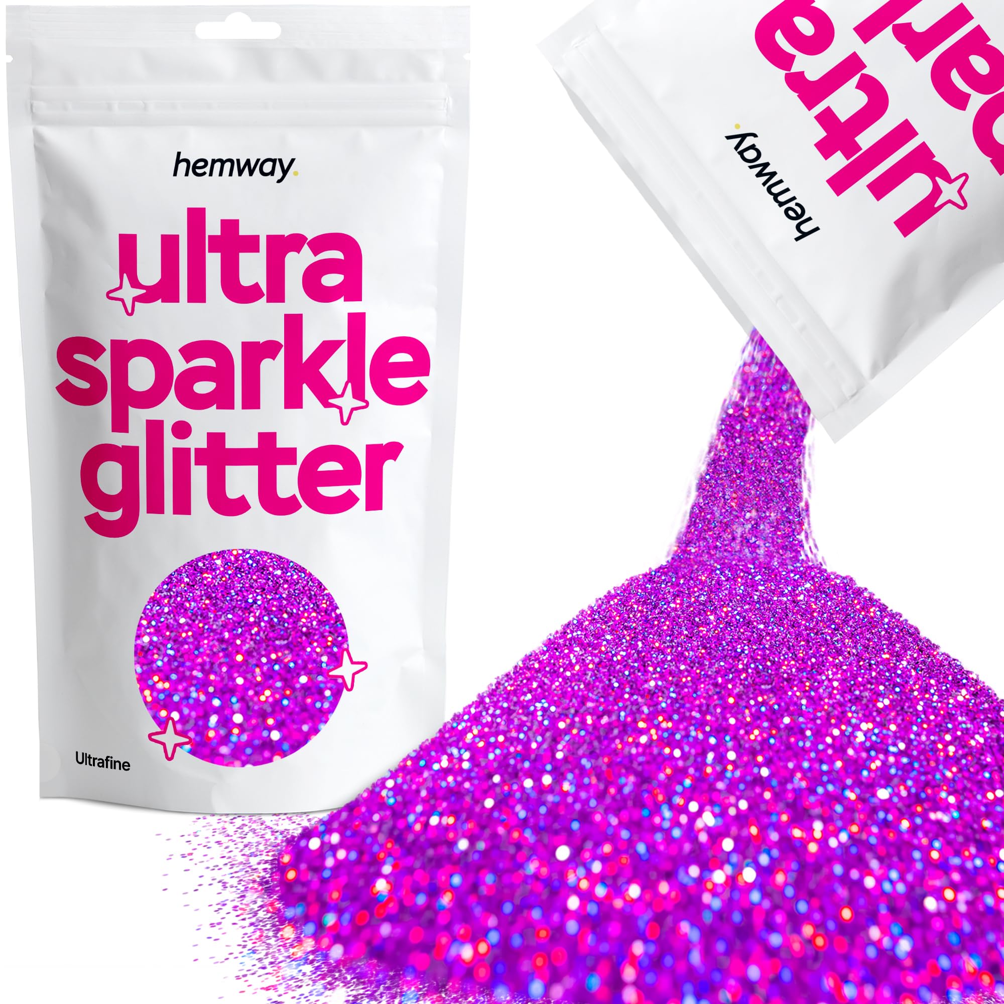 Hemway Ultra Sparkle Glitter Purple Holographic 100g Ultrafine | Glitter for Arts & Craft, Makeup, Nail Art, Crafting, Card Making, Sparkle Decoration