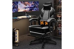 Shintenchi Gaming Chair,Video Game Chair with footrest and Massage Lumbar Support,Height Adjustable Game Chair with 360°Swivel Seat Ergonomic Computer Chair with Headrest for Office or Gaming(Grey)