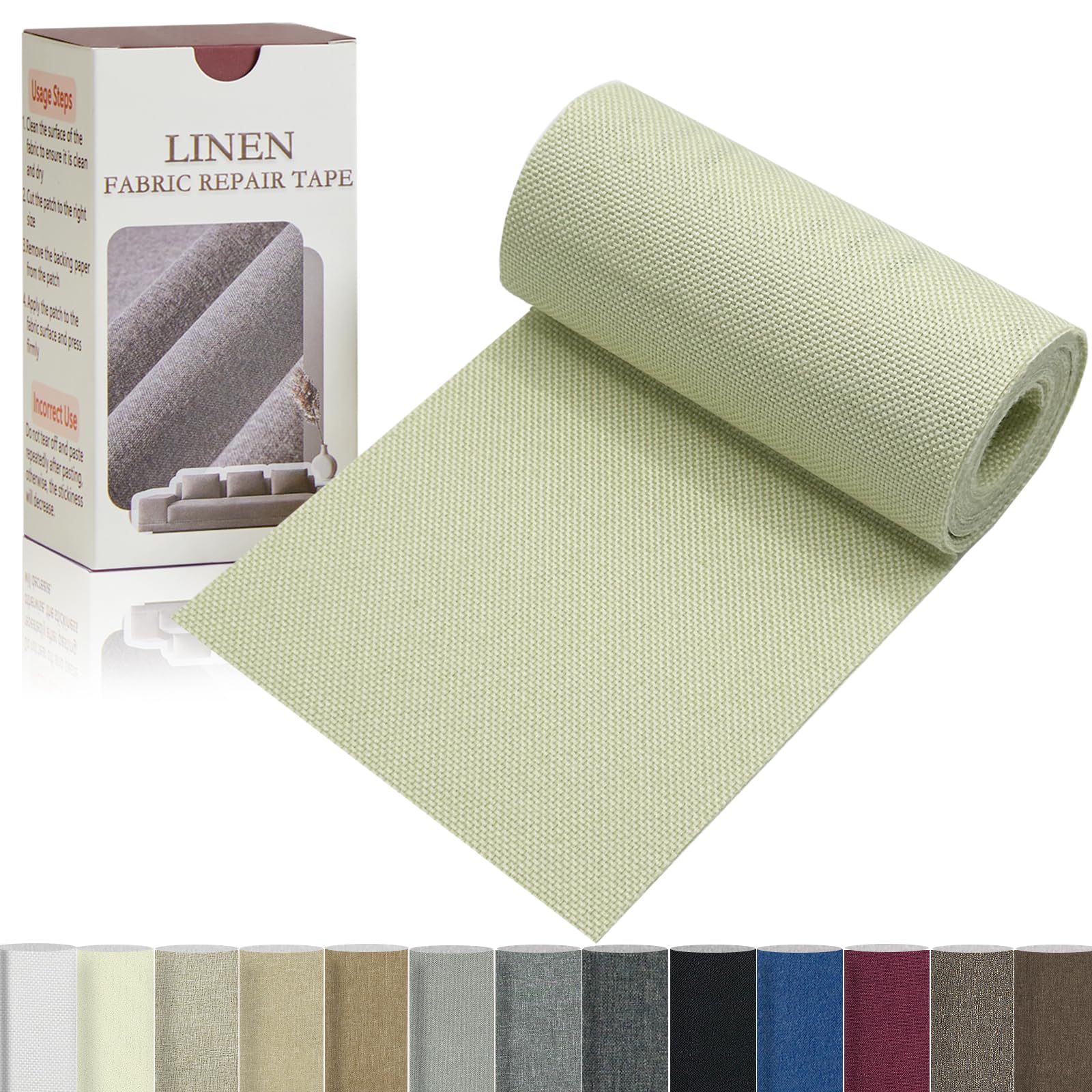 Photo 1 of Gheeidau Linen Repair Tape 4x70 Inch Self-Adhesive Couch Patch Repair Fabric Patch for Furniture,Sofas,Cushion,Chairs,Bags,Linen Goods(Off-White)