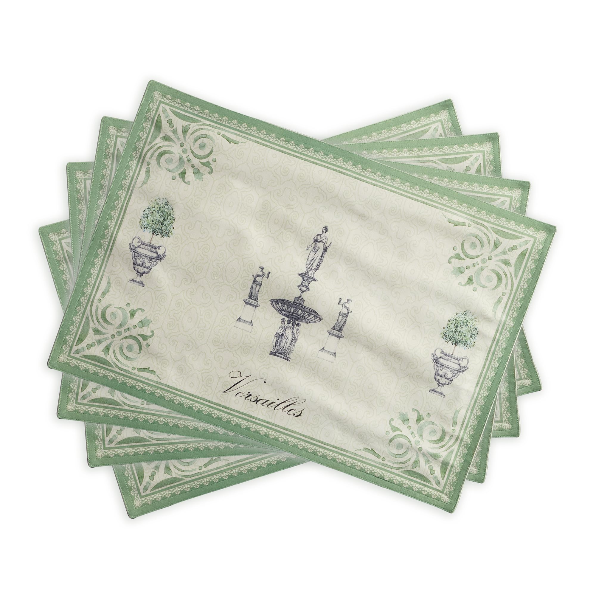 Maison d' Hermine Placemats Set of 4 100% Cotton Washable Reusable Table Mats for Home Kitchen Dining Party Wedding Restaurant Gifts for Mothers Day (Jardin Du Roy, 33 CM x 48 CM)