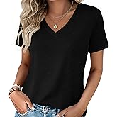 Zeagoo Womens V-Neck Tops Summer Casual Short Sleeve Tshirts S-3XL | Basic Tee Shirts, Business Classic Spring, Soft Breathable, Regular Fit, Perfect for Daily Wear, and Work Outings