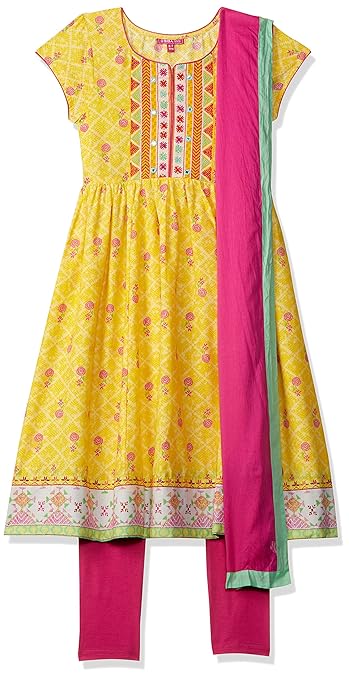 Girl's cotton a-line Salwar Suit Set