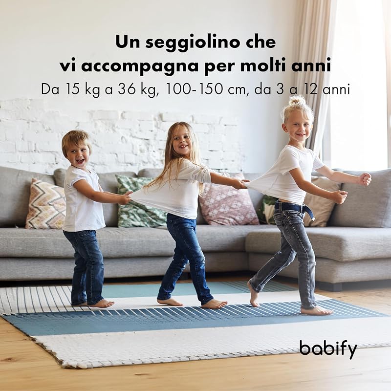 FlexiFit Premium - Seggiolino per Auto con Isofix, Gruppo 2/3 (15-36 kg, 100-150 cm), ECE R129, Poggiatesta con 11 Posizioni, Schienale Reclinabile, Design Pieghevole, Grigio