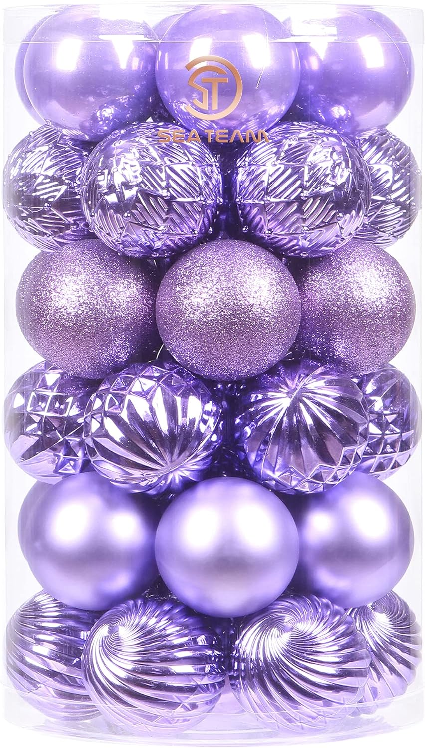 Ornaments - Sea Team 41-Pack Christmas Ball Ornaments with Strings, 60mm/2.36-Inch Medium Size Baubles, Shatterproof Plastic Christmas Bulbs, Hanging Decorations for Xmas Tree, Holiday, Wedding, Party, Lavender