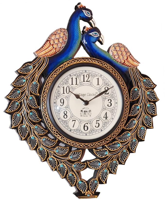 Buy Vintage Clock Handicraft Peacock Clock/One Year Warranty… Online at