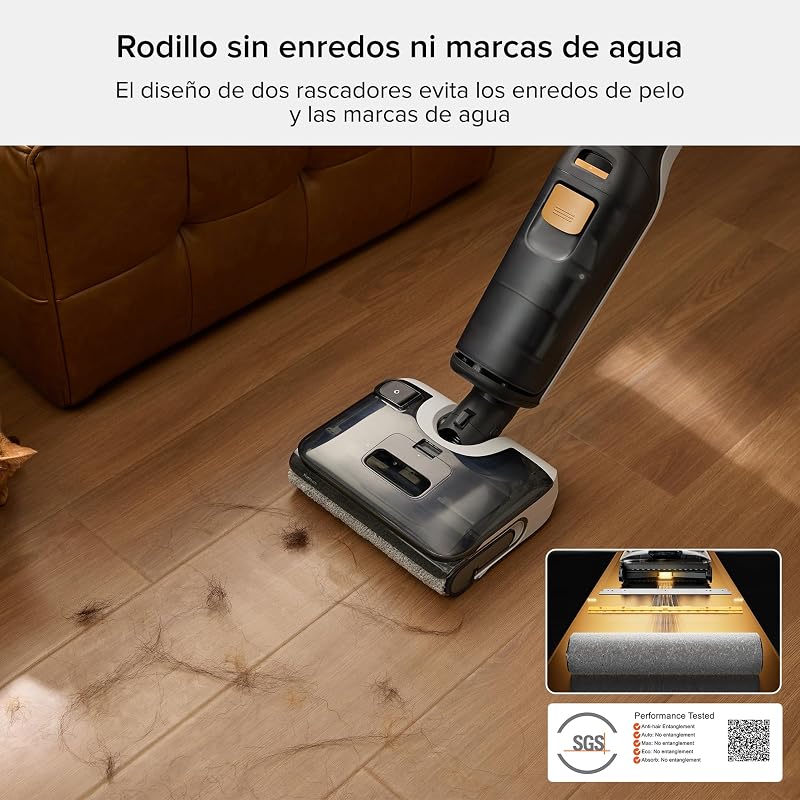 F25 Bx Aspirador-Esfregona sem fios, 20.000Pa húmido e seco, autolimpeza a alta temperatura a 90 °C, secagem rápida em 5 minutos, limpeza das arestas, design plano a 180°, sensor inteligente