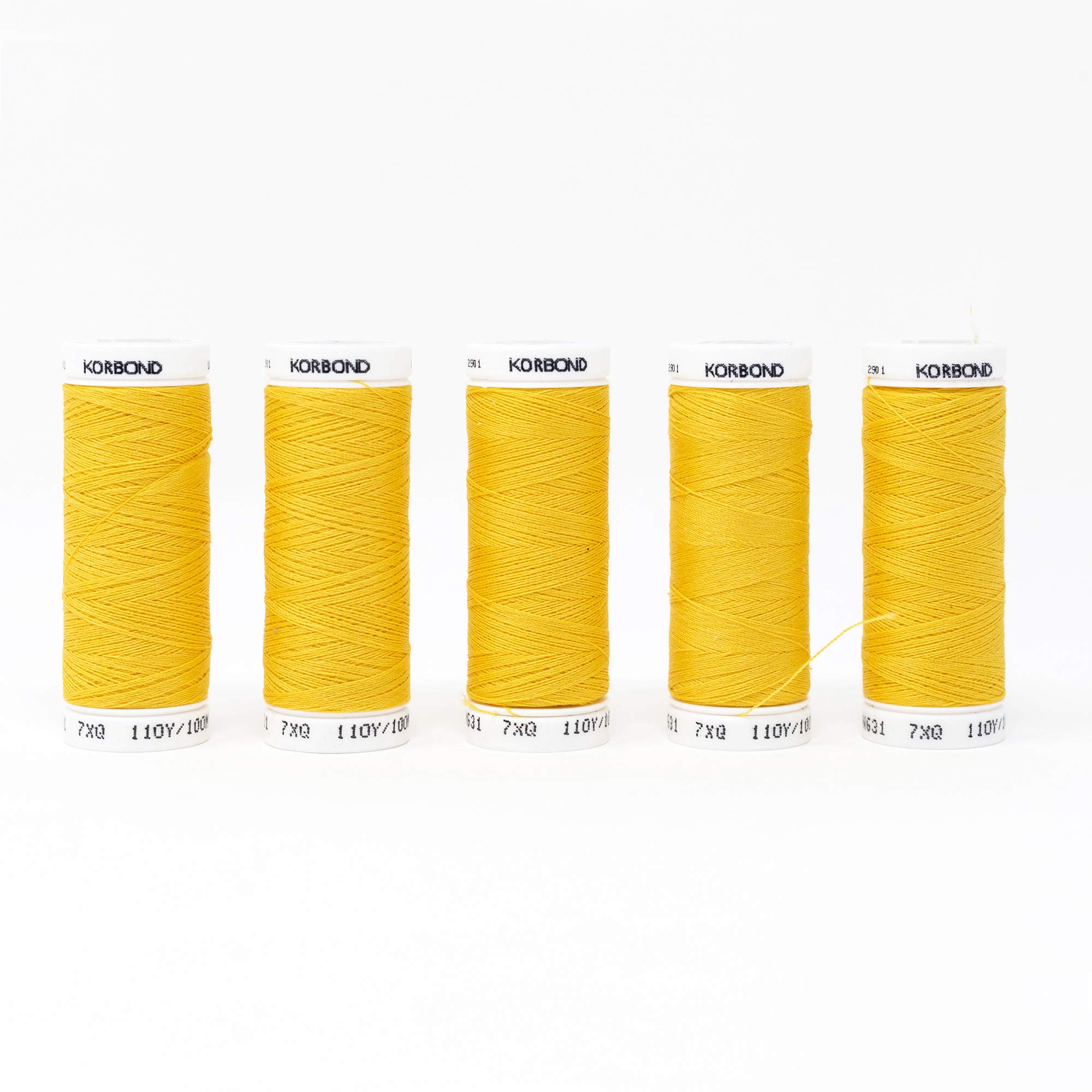 KORBOND Polyester All Purpose Thread – 500m Total – Mustard Yellow - 5 x 100m Reels for Hand and Machine Sewing