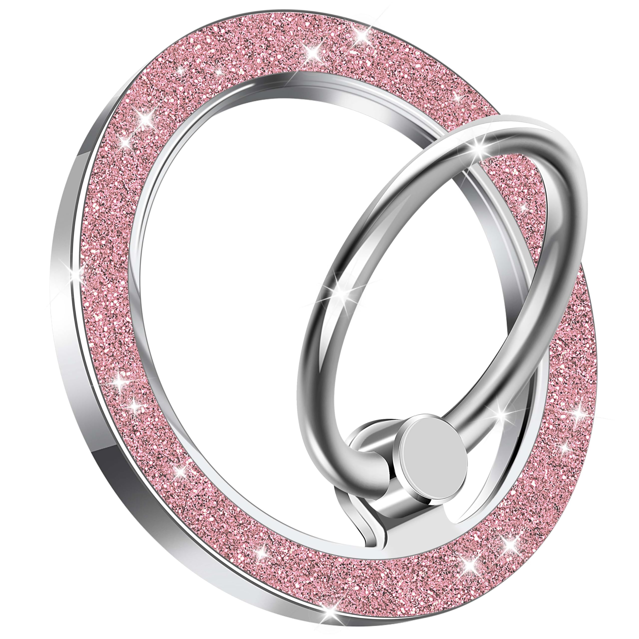 KOLIYALIC Magnetic Phone Ring Holder for MagSafe, Cute Twinkle Finger Ring Grip Holder [Upgrade], MagSafe Accessories for Women iPhone 17 16 15 14 Pro Max Plus Air (Pink Glitter)