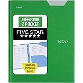 Five Star 2-Pocket Folder, Plastic Folder with Stay-Put Tabs and Prong Fasteners, Holds 8-1/2" x 11" Paper, Forest Green (72111)