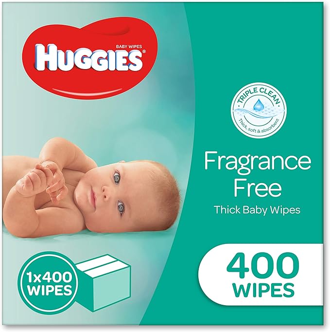 HUGGIES Baby Wipes Fragrance Free Baby Wipes, 400 Wipes Refill Pack Health