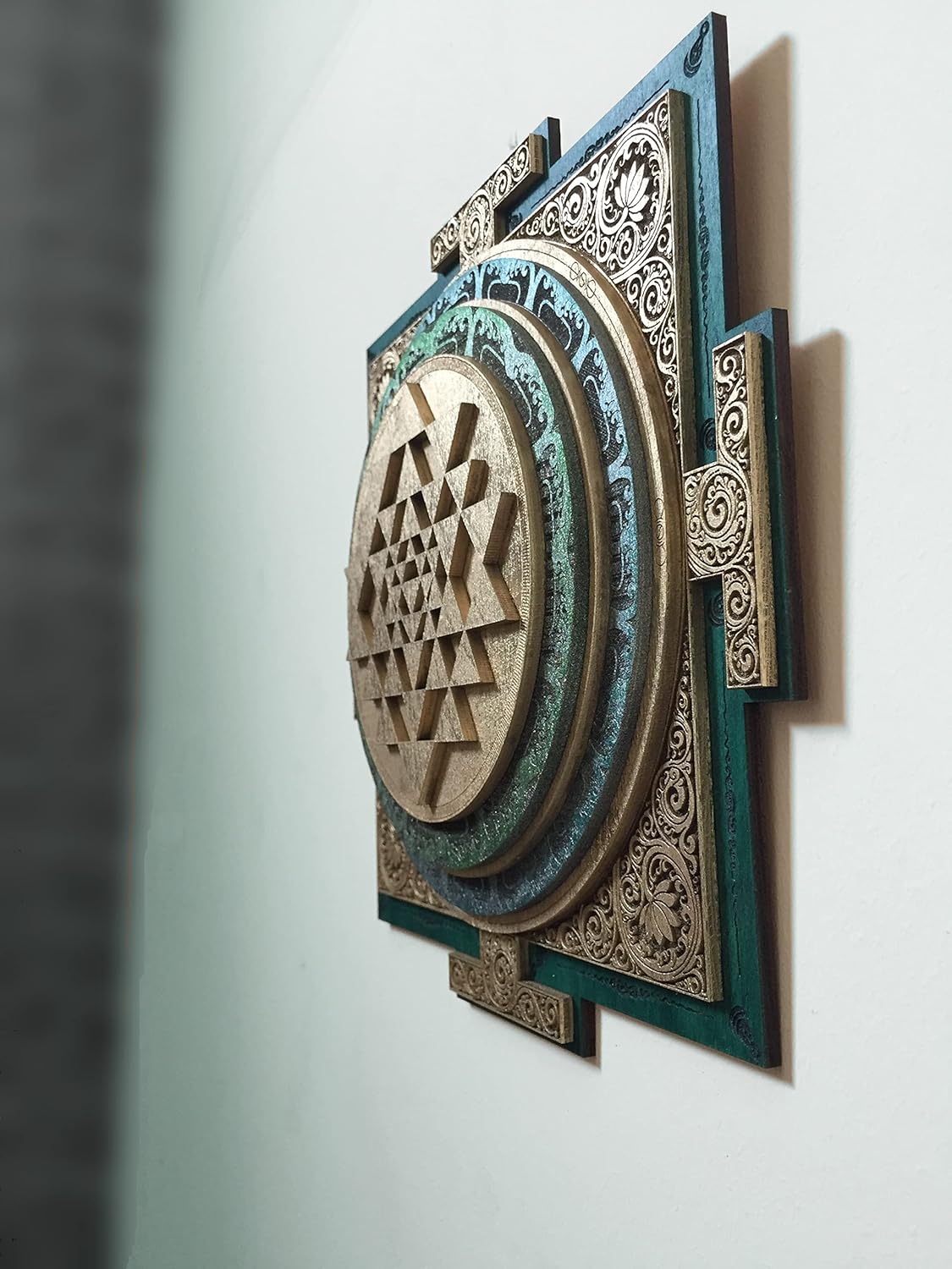 Mixed Media - With motif Sri Yantra Wall Art Laser Cut, Sacred Geometry, Sri Chakra, Shree Yantra, Shri Yantra, Sri Chakra Wall Hanging Meditation Symbol