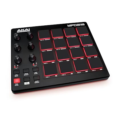Akai Professional MPD218 - USB MIDI Controller with 16 MPC Drum Pads, 6 Assignable Knobs, Note Repeat and Full Level Buttons and Production Software