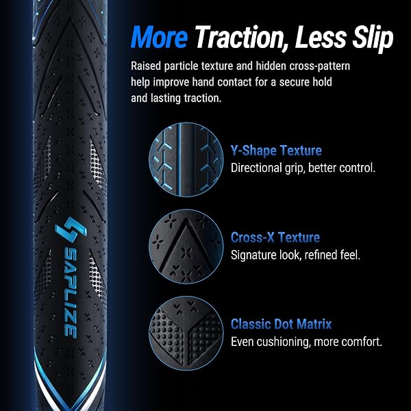 SAPLIZE HIGH-PERFORMANCE RUBBER GOLF GRIPS 13 PACK, HIGH SHOCK ABSORPTION, NON-SLIP, 13 GRIPS WITH WITH 15 TAPES, JUMBO SIZE, CC10 SERIES, BLUE