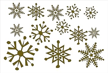 Wall Decor Plus More Wdpm3643 Large Snowflake Designs Vinyl Decals Stickers Set Of 13 8 2 5 Metallic Gold Amazon Co Uk Diy Tools