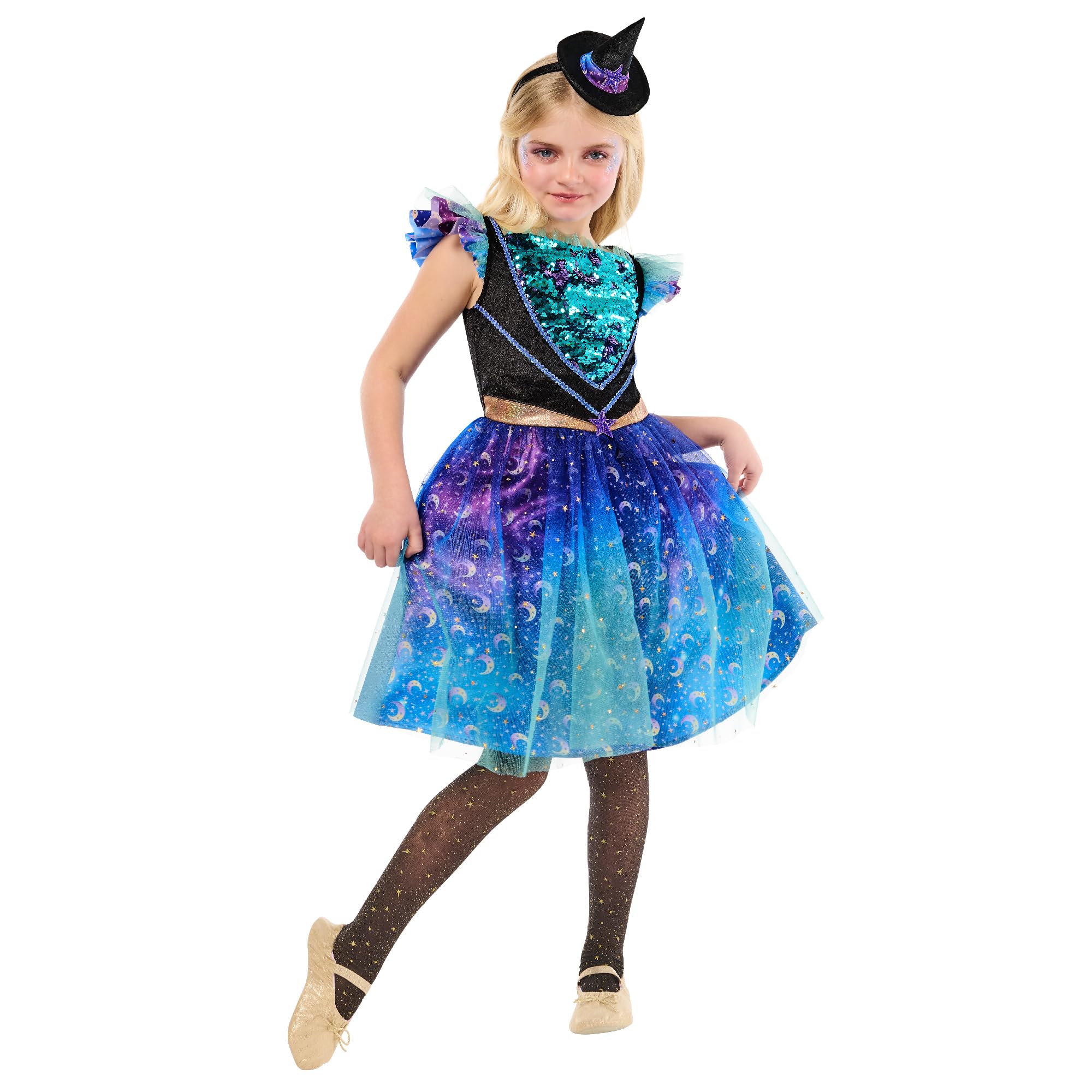 Rubies Official Cosmic Witch Costume, Kids Fancy Dress, Size Age 7-8 Years Halloween