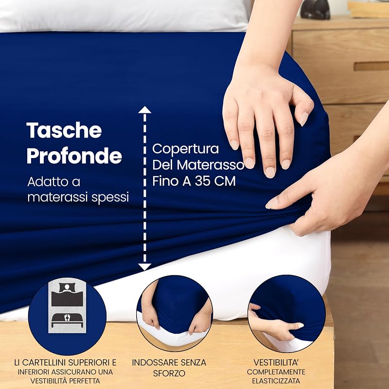 Lenzuolo con Angoli - 180 x 200 cm - Blu Reale