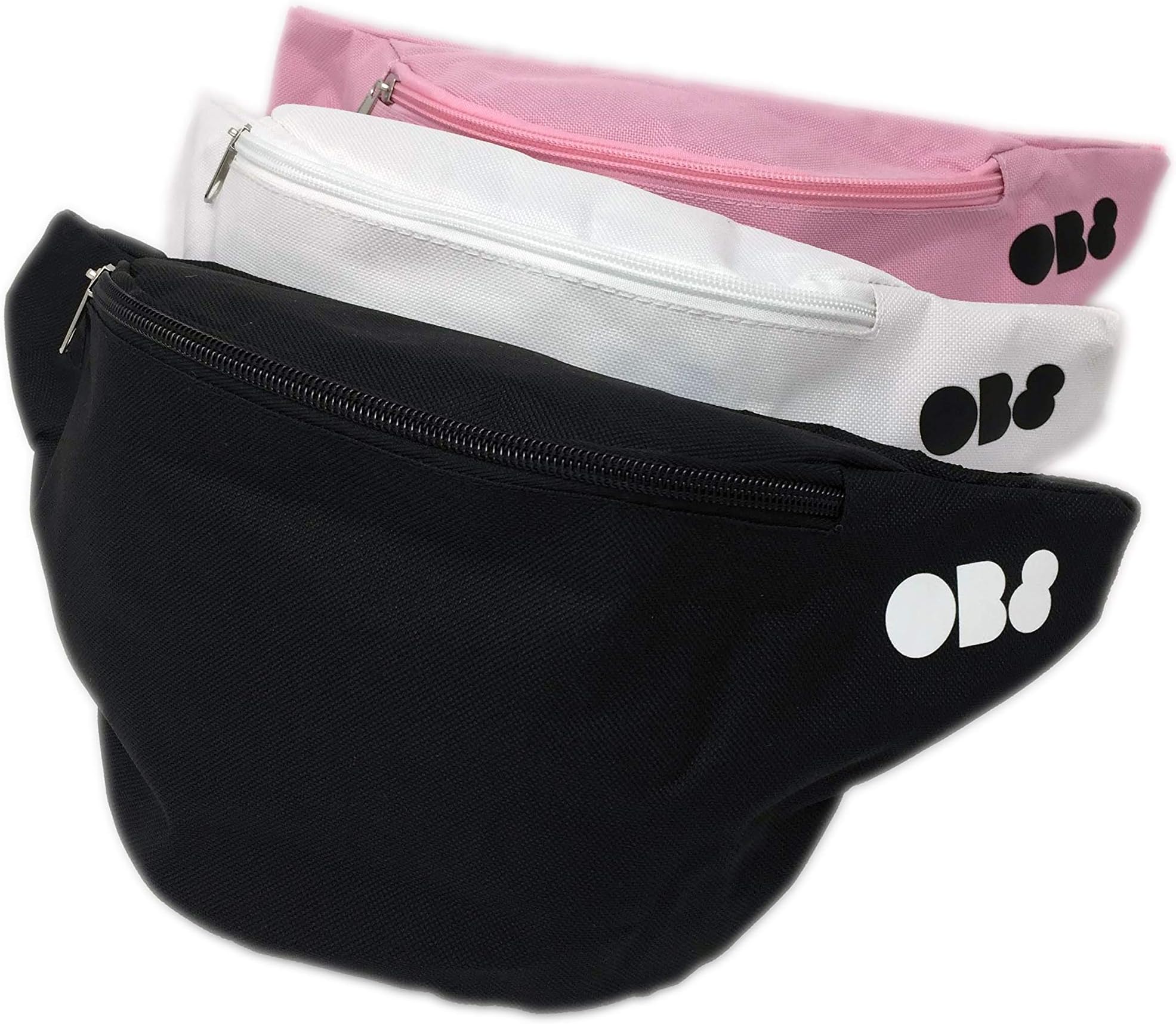 Belt Bag for Women and Men, Bum Waist Bag, Set of 3 in Black, White and Pink