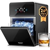 ecozy 2.4" Clear Ice Ball Maker Countertop with CrystalFlux Technology | Sphere Ice 3 pcs in 45 Mins, 96 pcs/Day, Automatic Water Supply, Self-Cleaning, Enhanced Insulation for Whiskey Bar
