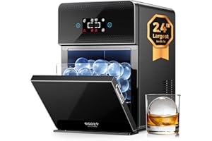 ecozy 2.4" Clear Ice Ball Maker with CrystalFlux Technology, 3 pcs in 45 Mins, 96 pcs/Day, Sphere Ice Maker with Automatic Water Supply, Self-Cleaning, Enhanced Insulation for Bar Whiskey & Bourbon