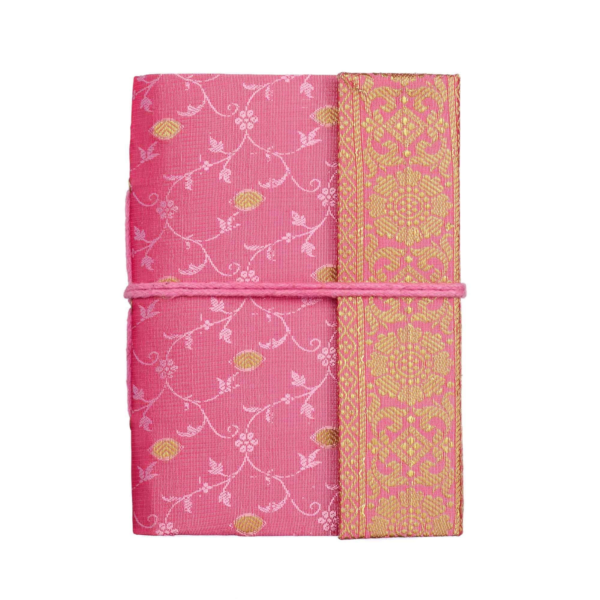 Paper High Handmade Sari Notebook - Medium 11 x 16cm - Pink - Unlined Recycled Paper - Pocket Notebook and Diary - Indian Stationery Gift