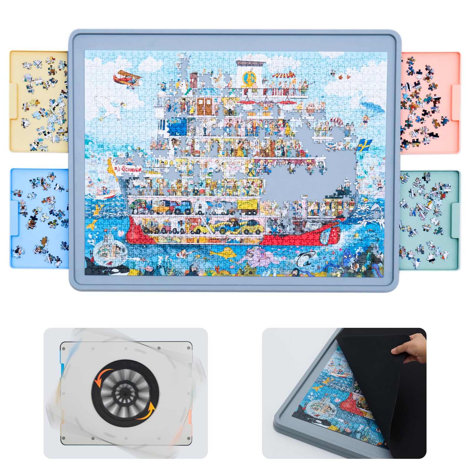 PITAPITA Puzzle Board 1500 Piece, Rotating Puzzle Board With Drawers