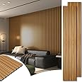 Art3d 2pcs-104 x 15.75in Slat Acoustic Panel for Wall and Ceiling, 3D Fluted Sound Absorbing Panel with Wood Finish, Teak