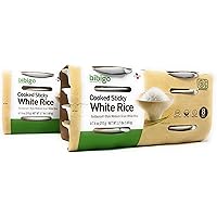 Bibigo Restaurant-Style Cooked Sticky White Rice - Pack of 2 Boxes - 8 Bowls at 7.4 oz each per Box (2 Cases, 16 Bowls…