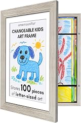 Americanflat A4 Kids Artwork Frame Driftwood Front Load 100 Pieces