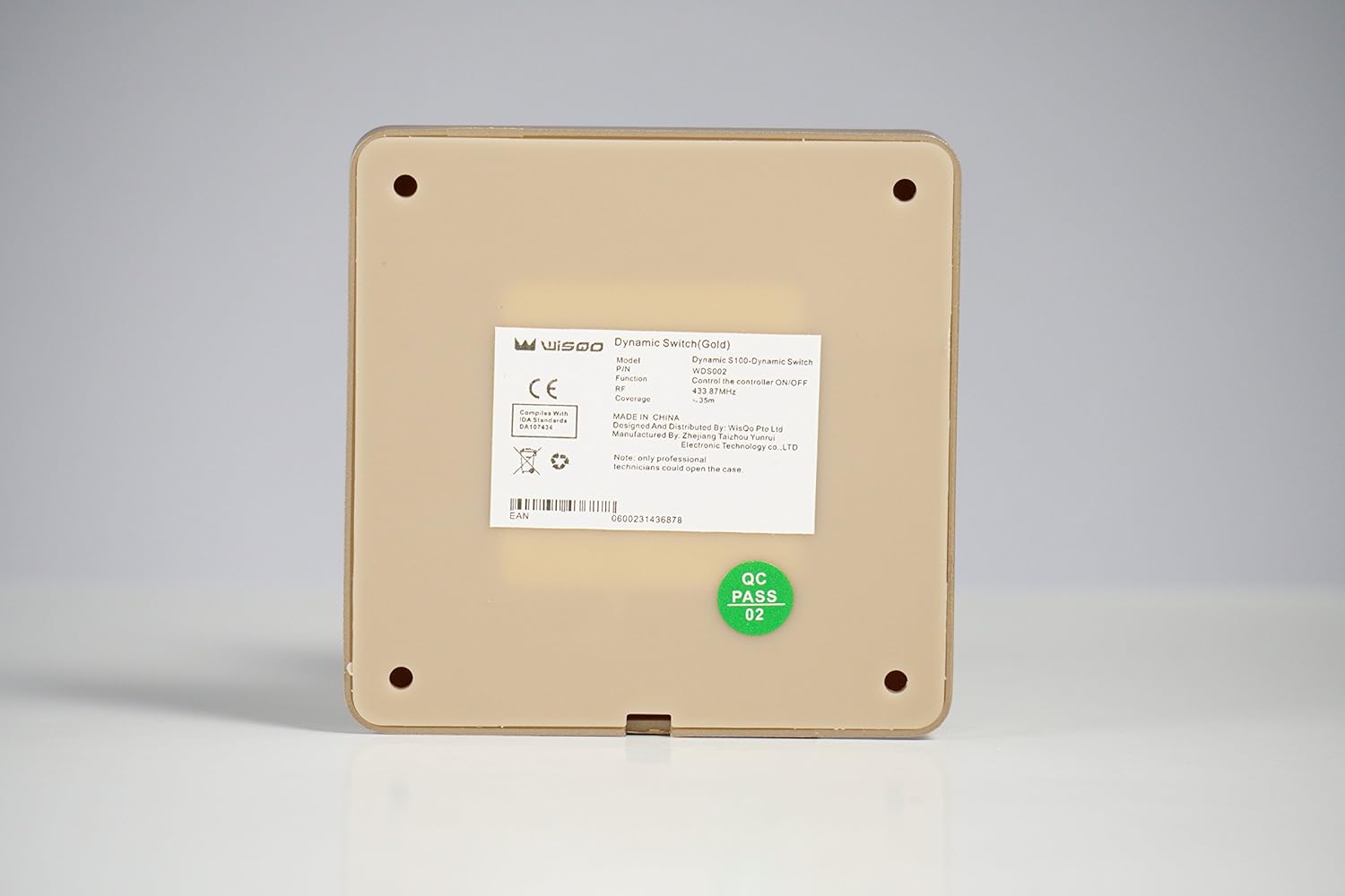 WisQo Wireless Light Switch. Works with WisQo Receiver. Add a Remote Switch for Your Light Easily. Avoid Chasing Wires into Walls. Save Cost and Time. Gold - Image 4