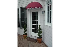 Easyawn Door and Window Sunbrella Canvas Awning / 5 Colors + 3 Sizes/Dome Awning / (Burgundy 4 feet Wide)