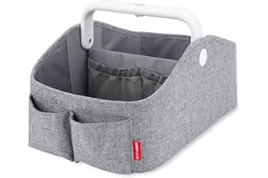 Skip Hop Diaper Caddy Organizer with Touch Sensor Night Light, Nursery Style, Heather Grey