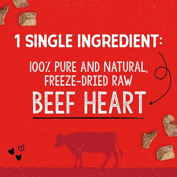 STELLA & CHEWY’S FREEZE-DRIED RAW SINGLE INGREDIENT BEEF HEART TREATS, 3 OZ. BAG